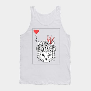 Cat with Wig, Queen of Hearts Tank Top